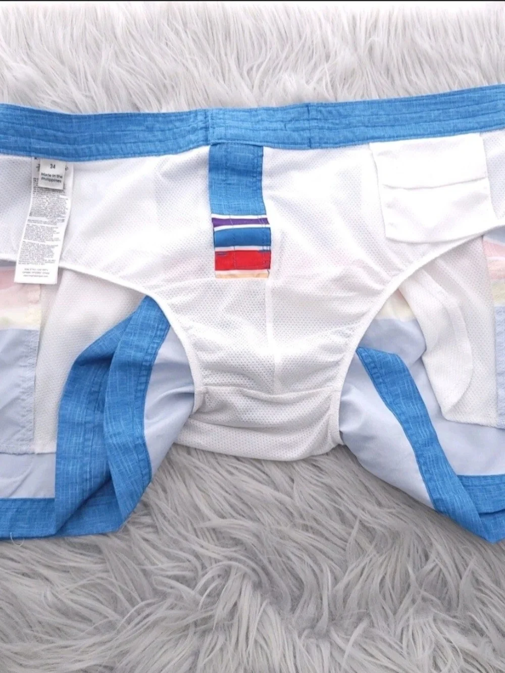 Original Penguin Mens Swim Trunks Size 34 Striped Mesh Lined